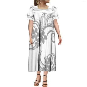 Lässige Kleider Sommer Frauen Mumu Puffhülsenkleid Lose Party Plus-Größe polynesischer Stammes Design Print Mutter Tag