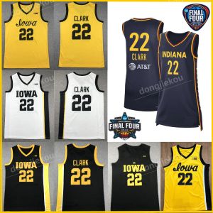 2024 Final Four Camisas 4 Indiana Caitlin Clark Mulheres Basquete College Iowa Hawkeyes 22 Caitlin Clark Jersey Home Away Amarelo Menino Branco Branco Mulheres Juventárias