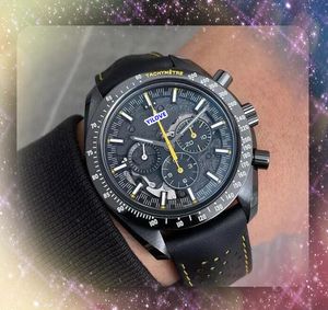 Sub -Zifferblätter arbeiten große Herren Quarz Uhren Stoppuhr -Loch Leder Nylon -Gurt Japan Quarz Bewegung Sport Pilot Chronometre Großhandel männliche Geschenke Armbanduhr