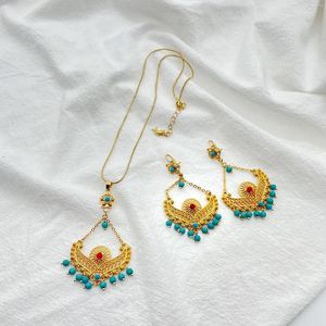 Серьги изысканный этнический стиль из бисера, покрытый золотом, украшения для женского ожерелья, драгоценности с двумя частями.