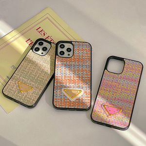 iPhone Case Tasarımcı İPhone 15 Pro Maks Kılıfları için Telefon Kılıfı Kart sahibi Apple iPhone 14 Pro MAX 13 Pro 12 11 XS Max XR 15 Plus Kılıf Üçgen P 2c Dokuma Desen Mobil Kapak AA