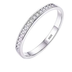 Kobiety pierścionek zaręczynowy Mały cyrkonia Diamond Half Eternity Wedding Prole Solid 925 Srebrny Srebrny Obietnica rocznicowy R012 266X