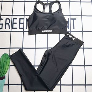 Letter Women Sporty Bra Leggings Set Sexy Cropped Yoga Tanks Outfits Summer Sleeveless Tracksuit Black Beach Joggings Swimwear Activewear