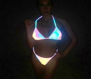 Women039s stroje kąpielowe Blesskiss Refleksyjny laser mini mikro bikini seksowny stringi strzałki brazylijskie impreza klubowa plażowa Kobiety Kąpiel Su8376878