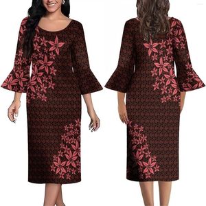Party Dresses Polynesian Tribal Women's Dress Style Custom Art Pattern Fashion 2024 Design Ruffled Cuff Temperament