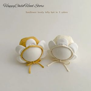 20pcs/lot newborn baby beanie ins 귀여운 태양 꽃 모자 유아용 아기 소년 소녀 봄 여름 바람 방풍 캡 3-16 개월 유아 아기