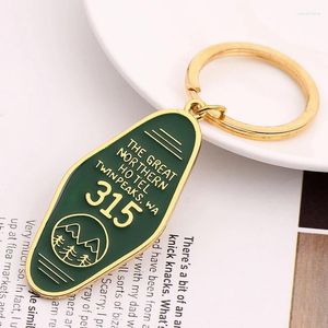 Party Decoration TV Show Twin Peaks Key Chain Metal Green Emamel The Great Northern El Room # 315 Keychains Fashion Women Men smycken Ring