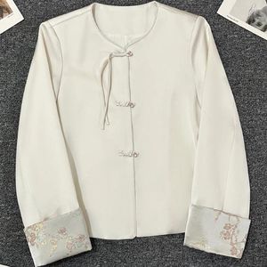 Women's Suits SuperAen 2024 Spring White Chinese Suit Overcoat Long Sleeve Jacket Women Blazer