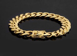 Men Women Stainless Steel Bracelet High Polished Miami Cuban Curb Chain Bracelets Double Safety Clasps Gold Steel 8mm10mm12mm141797302