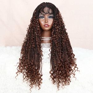 Braided lace wig headband with three braids of synthetic hair