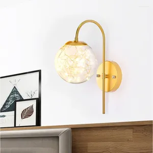Lampa ścienna LED Gold Antlers Starry Ball Nordic Sconces oświetlenie sypialnia w sypialni sypialnia łóżka