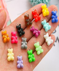 10pcs Candy Color Gummy Mini Bear Charms para DIY Fazendo brincos fofos Pingentes Colares Jóias Finding Acessórios 1221mm6323814