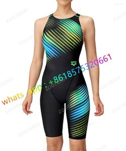 Menas de banho feminina Mui -banho Competição até o joelho One Pieceswimsuit Women Triathlon Bodysuit Biquini Beach Use Sport Comfort Bathing Suiting