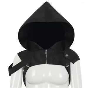 Ball Caps Gothic Punk Hood Cape Cowl Scarf Halloween Hat Adult Cosplay Devil Witch Costume Horror Accessory For Men Women Black