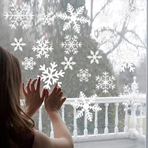 Украшение вечеринки 2024, белые снежинки, рождественские наклейки на стену, наклейки на стекло, украшения для дома, годовой подарок, поставки