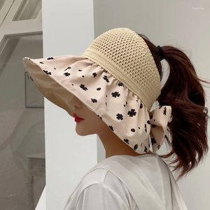 Wide Brim Hats Outdoor Beach Soft Bucket Cap Summer Shell Sunshade Foldable Women UV Protection Dual Use Hair Hoop Sun