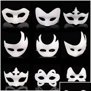 Party Masks White Unpainted Face Plain/Blank Paper Pp Mask Diy Dancing Christmas Halloween Masquerade Za4617 Drop Delivery Home Gard Dhgjj