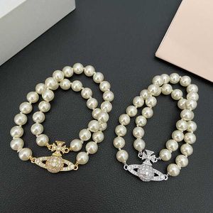 Designer Ny minimalistisk nischdesign av Westwood Ngyue Magnetic Personalized Double-Layer Saturn Pearl Armband