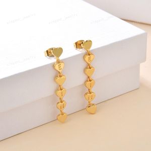 Designer -Schmuckset, Klassiker, Mode, Designerohrringe, Halsketten, Armbänder, Damen, Gold, hochwertiges Messingmaterial, Briefe, Herzen, Valentinstag, Weihnachten, Geschenke