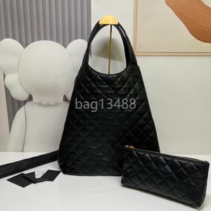 Einkaufstasche Designer -Tasche Luxus Strandtasche Hochwertige Einkaufstasche für Frau Diamantgitter gestatze Tasche Leder Totes Schwarz Geldbörse Hobo Umhängetasche mit kleiner Beutel