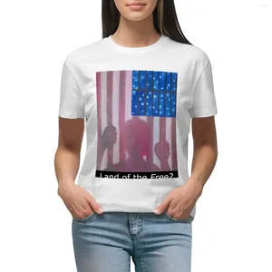 Polos femminile Bandiera americana come una cella di prigione che raffigura la maglietta di incarcerazione di massa vestiti divertenti Lady vestiti hippie da donna magliette grafiche