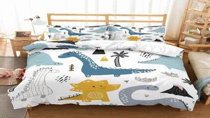 Boys Cartoon Dinosaur Family pościel Pełna Królowa King Size Bedalothes Duvet Cover Zestaw 3PCS Bedena Zestaw Bez napełniania1833443