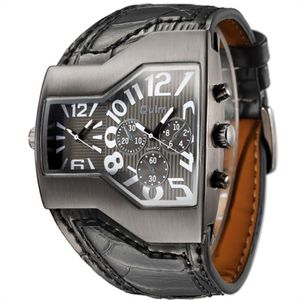 Нарученные часы 5 цветов Супер крутые мужчины Quartz Watches Oulm 1220 Двойное время шоу змеиная группа случайные спортивные спортивные военные часы 278J