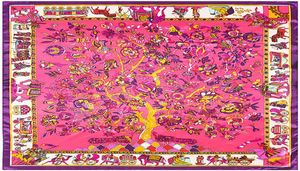 Handgjorda vintage livsträdtryck silkescarf joker foulard femme echarpe neckerchief fyrkantig halsduk hela 9090cm90978175164614