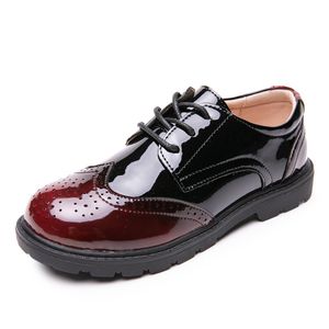 Boys' leather shoes Children's black English style inner big middle children student show shoes