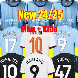 23 24 25 Haaland Fußball -Trikotjahr von Dragon Grealish Gvardiol Mans Städte Aarez Fan -Spieler Verion de Bruyne Foden 2024 2025 Fußballtop Hirt Kid Kit Kit