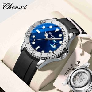 Chenxi Dawn Grey Yacht Mens Watch Skanowanie Second Ruch Silikon Tape Watch Night Glow Calendar Quartz Watch Fangsheng Watch