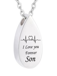 Fashion Cremation Water droplets Pendant Electrocardiogram engraved Custom family name i love you Forever Memorial Urn Necklace As7110083