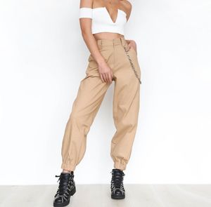 Eleganckie cienkie spodnie łańcuchowe Pole Harem Kobiety Hip Hop Streetwear Workowate imprezowe spodnie Pieki Praca Praca solidna luźna Pantalon2820926