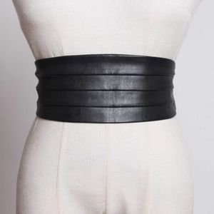 Multicolor Black Red Pu Leather Elastic Wide Belt Personality Women New Fashion Tide All-Match Spring 2021 191V