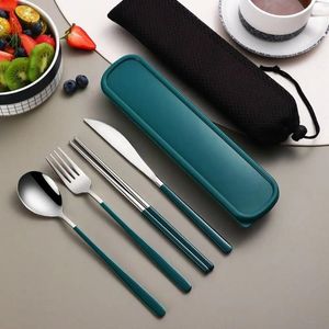 Dinnerware Sets Stainless Steel Portable Tableware 4-piece Set Eco-Friendly