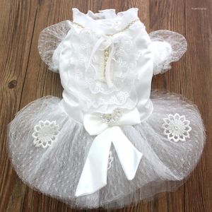 Vestido de noiva de pet -aparas de roupas de cachorro Big Cow Lace Tutu Cat Puppy Princess Dresses Skirt Party 5 Tamanhos 4 cores