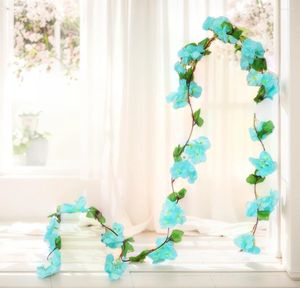 Flores decorativas 1.8m Flores Garland corda artificial com folhas Silk Cherry Blossom Ivy Vine for Garden Home Wedding Arch Decoration