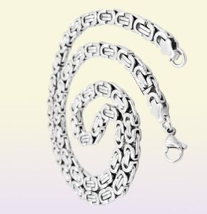Fashion smycken rostfritt stål halsband 6mm 8mm 11mm låda byzantin länk kedja silverfärg för män kvinnor sc07 n1741478