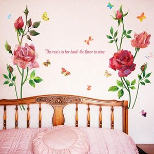 Wall Stickers 3D Rose Poney Flower Sticker Decals For Kid Room Bedroom Living Decorative PVC Girls