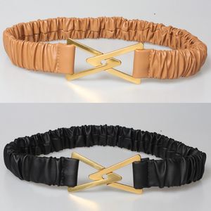 Fashion women's Elasticity belts metal triangle buckle arrow hook elastic pleated belt with skirt 263g