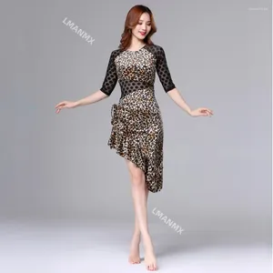 Stage Wear 2024 Women Dance Ballroom Dress Samba Costume Sexy Party Dresses Floral Lace One-piece Latin Leopard
