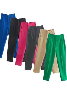 Willshela Women Fashion Straight Pants High Waist Front Zipper Trousers Vintage Full Length Female Chic Lady 240420