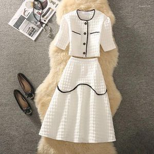 Sukienki robocze Białe sukienki Summer damskie odzież 2024 Elegancka towarzyska wysokiej jakości dwuczęściowa dwuczęściowa