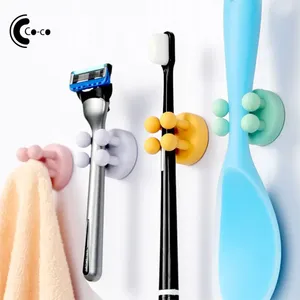 Kök förvaring badrum krok silikon nagel gratis pasta upp tandborstehållarens fotdesign lätt att använda väggar rakkniv