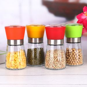 Salt Pepper Mill Grinder Jar Manual Spice Grinders Jars Glass BBQ Condiment Container Kitchen Seasoning Bottle Storage Jar TH1430