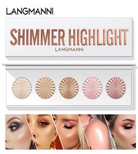 Langmanni 5 Colors Highlighter палитра макияжа контур порошкообразной бронзер с макияжем румяной румяной румяной палитр Cosmetics9155460