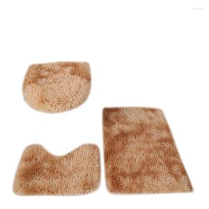 Carpets Three-piece Toilet Set Non-slip Tie Dye Long Hair Carpet Foot Mat Bathroom Absorbent