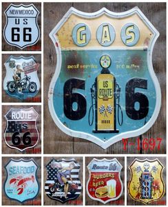 Irregular Old Wall Metal Painting Route 66 Food Metal Signs Pub Wall Plaque Art Decor Retro Iron Painting Home Decoration OOA59009943394