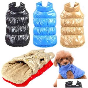 Hundkläder Vinter Petkläder Tjock fleece Vattentät Väst Down Jacky Puppy Små hundar Varma Chihuahua Supplie Drop Delivery Home G DH82X