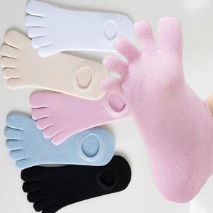 Women Socks Summer Invisible Toe Woman Girl Cotton Thin Solid Soft Shallow Mouth Breathable Deodorant No Show Five Finger Sockings